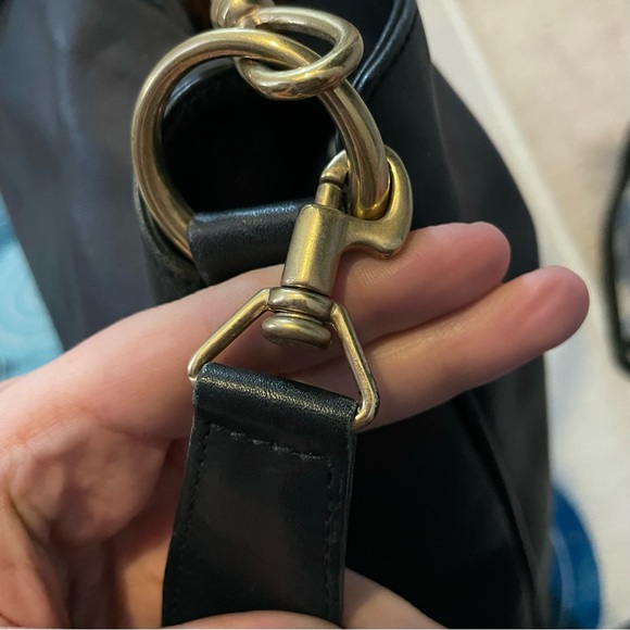 Authentic Gucci Vintage Navy Blue Leather Bamboo Handle Two Way Large Tote Bag - Picture 12 of 17